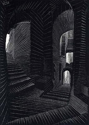MC Escher, Covered Alley in Altrani (B. 150), 1931
Wood Engraving, 7 1/8 x 5 1/8 inches
ESCH0045