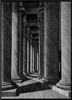 Work: Nocturnal Rome: Colonnade of St. Peter's (Portico of Bernini) (B. 250)
Signed