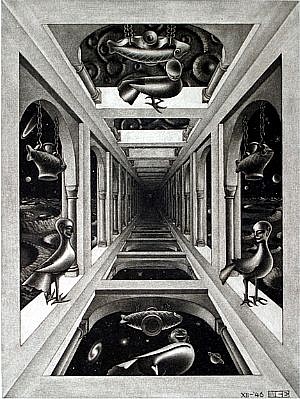 MC Escher, Other World (B. 348)
Signed and Annotated Eigen Druk (Printed by Myself), 1947
Wood engraving and woodcut, 12 1/2 x 10 1/4 inches
ESCH0136