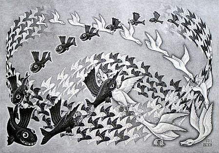 MC Escher, Predestination (Topsy-Turvy World) (B. 372)
Signed, Edition 12/47, 1951
Lithograph, 11 5/8 x 16 5/8 inches
ESCH0063