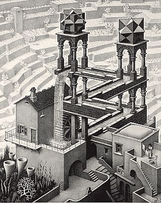 MC Escher, Waterfall (B. 439)
Signed, Edition III 47/103, 1961
Lithograph, 15 x 11 3/4 inches
ESCH0129