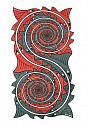 MC Escher, Whirlpools (B. 423)
Signed and Annotated Eigen Druk (Printed by Myself)
1957, Wood engraving and wood cut, second state, in red, grey and black, printed from two blocks
