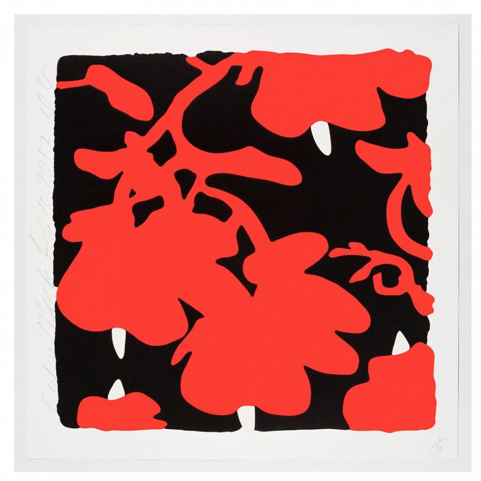 Donald Sultan, Z Lantern flowers RED AND BLACK, FEB 10, 2017; edition of 50, 2017
Color silkscreen with over-printed flocking on Rising, 2-ply museum board, 32 x 32 in.
SULT00059