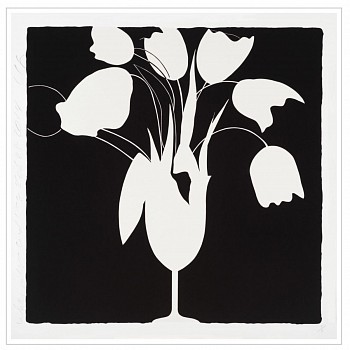 Donald Sultan - Z WHITE TULIPS AND VASE, FEB 25, 2014; edition of 50*