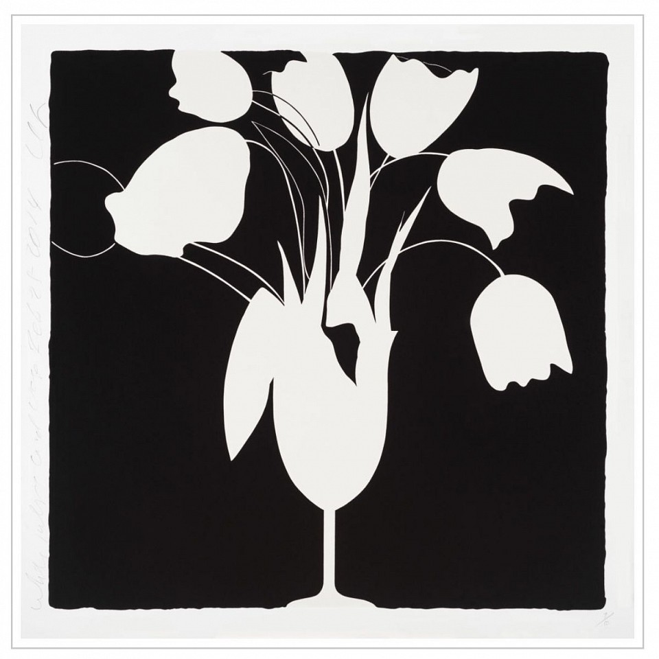 Donald Sultan, Z WHITE TULIPS AND VASE, FEB 25, 2014; edition of 50*, 2014
Silkscreen with enamel inks and tar-like texture on 4-ply museum board, 46 x 46 in.
SULT00062