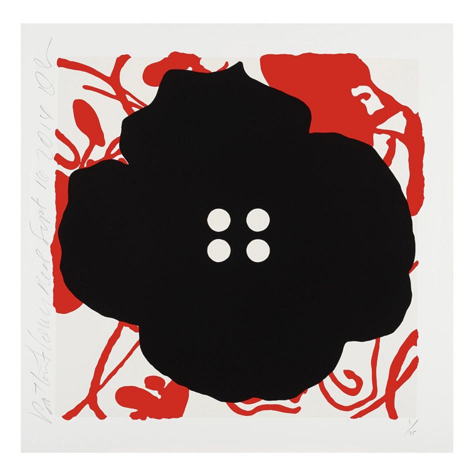 Donald Sultan, Z BUTTON FLOWER RED, SEPT 15, 2014, edition of 35, 2014
Color silkscreen with flocking on 2-ply museum board, 30 x 30 in.
SULT00064