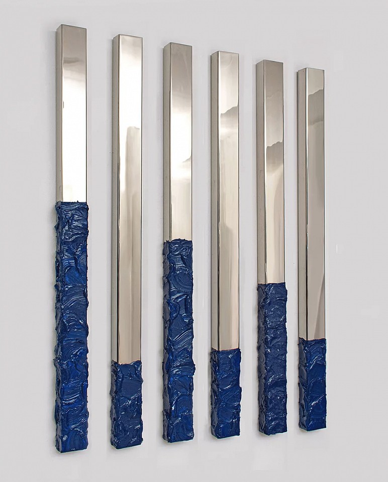 Kx2 Ruth Avra & Dana Kleinman, ZZ Tidal Shift 2020-2100, 2021
Mirror Polished repurposed stainless steel bar with enamel and mixed media, 54 x 36 x 2 1/2 in.
Kx200003