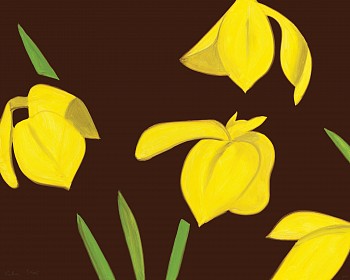 Alex Katz -&nbsp;Z Yellow Flags on Brown; edition of 100