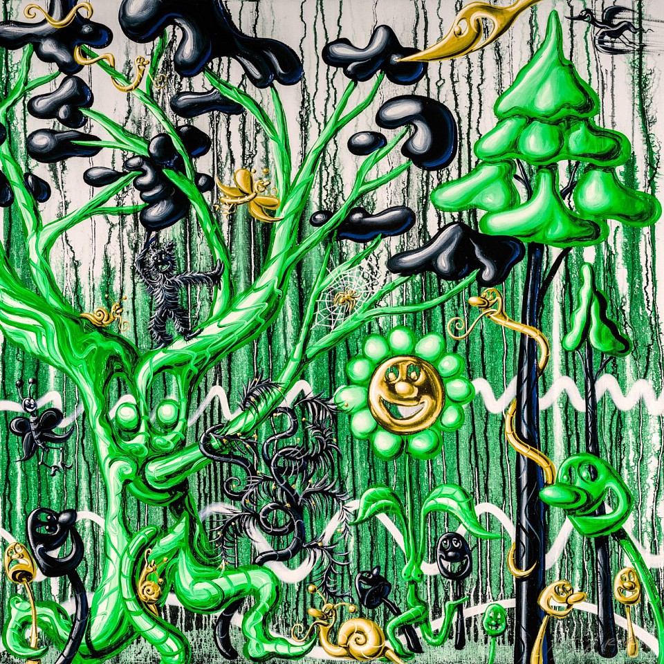 Kenny Scharf, Z Furungle - Green; edition of 25, 2021
Archival pigment ink print with silkscreened high gloss varnish and diamond dust on Innova Etching Cotton Rag 315 gsm fine art paper, 42 x 42 in.
SCHA00038