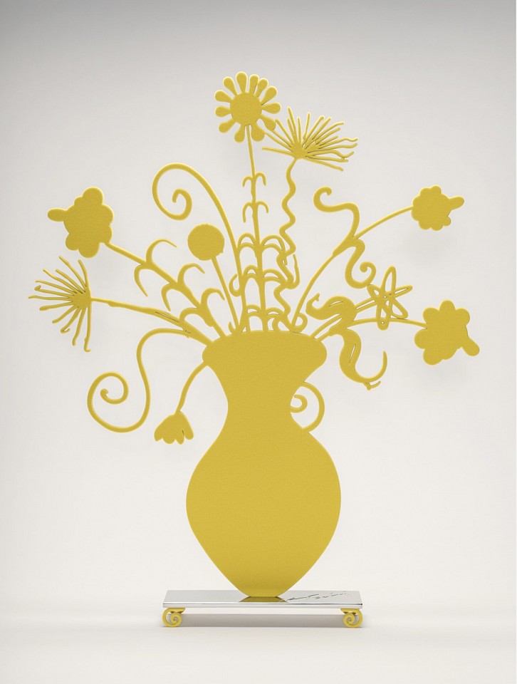 Kenny Scharf, Z Flores Yellow; edition of 15, 2023
Shaped Aluminum with lime green flock mounted to a polished stainless steel base with flocked feet, 25 x 22 x 3 1/2 in.
SCHA00039