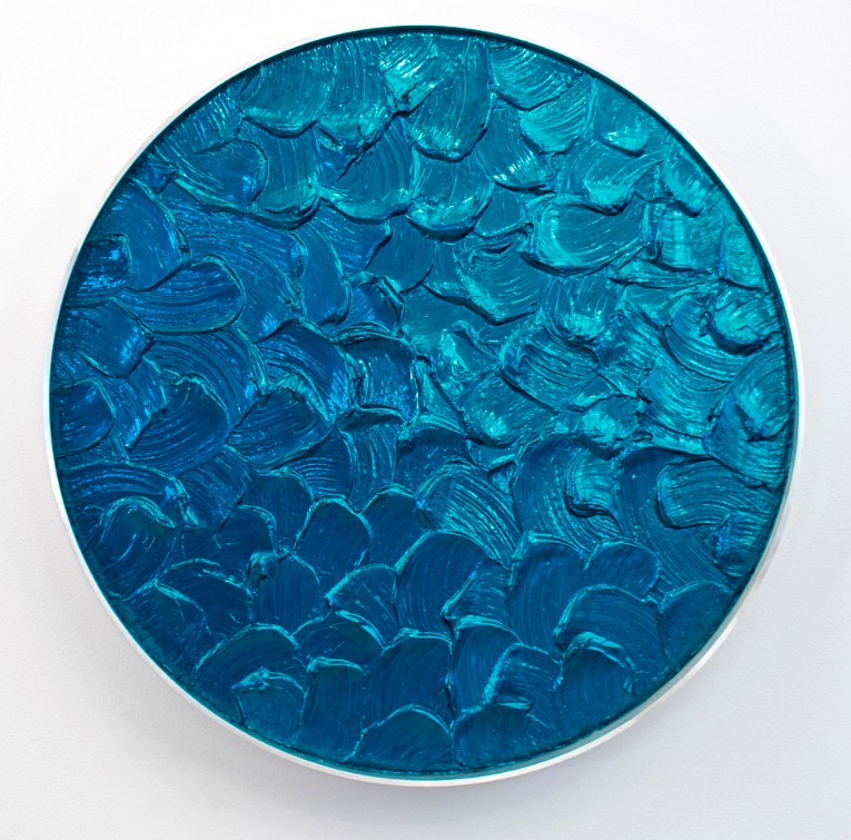 Kx2 Ruth Avra & Dana Kleinman, ZZ Wave Series Abyss Pearl Teal, 2021
Repurposed industrial bar with acrylic and mixed media on wood, 30 x 30 x 4 in.
Kx200014