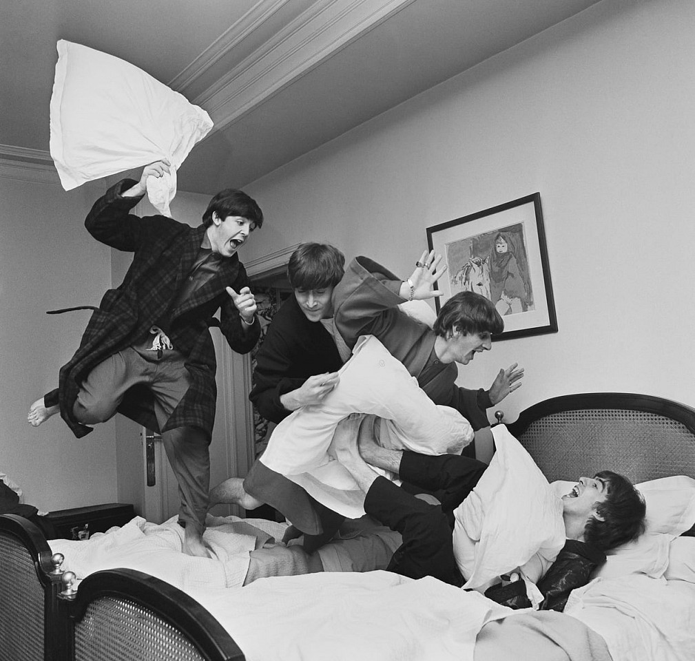 Harry Benson, Z Beatles Pillow Fight; edition of 35, 1964
Photograph, 60 x 60 inches $42,500,  47 x 47 inches $38,000,  44 x 44 inches $35,000,  30 x 30 inches $32,500, 22 x 22 inches $25,000,  16 x 16 inches $22,000
BENS00027