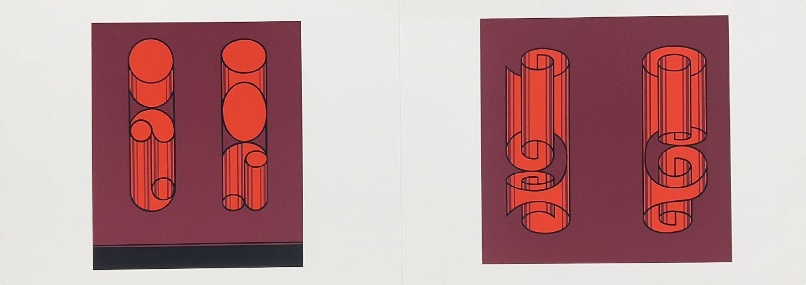 Josef Albers, The Impossibles / Rolled Wrongly: Portfolio 1  Folder 18; from Formulation Articulation; edition 238/100, 1972
screenprint on Mohawk Superfine Bristol paper, 15 x 40 in.
00019
