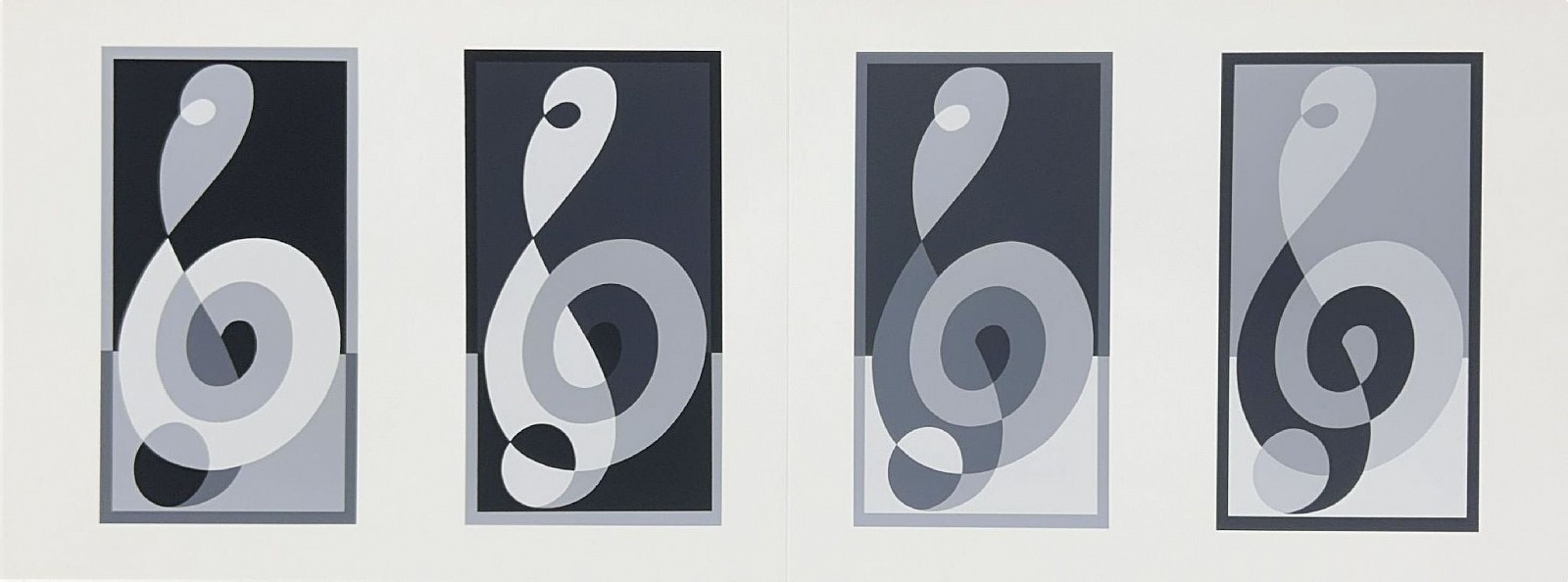 Josef Albers, G Clef: Portfolio 1  Folder 16; from Formulation Articulation; edition 238/1000, 1972
screenprint on Mohawk Superfine Bristol paper, 15 x 40 inches (paper) / 17 x 42 inches (framed)
00017
