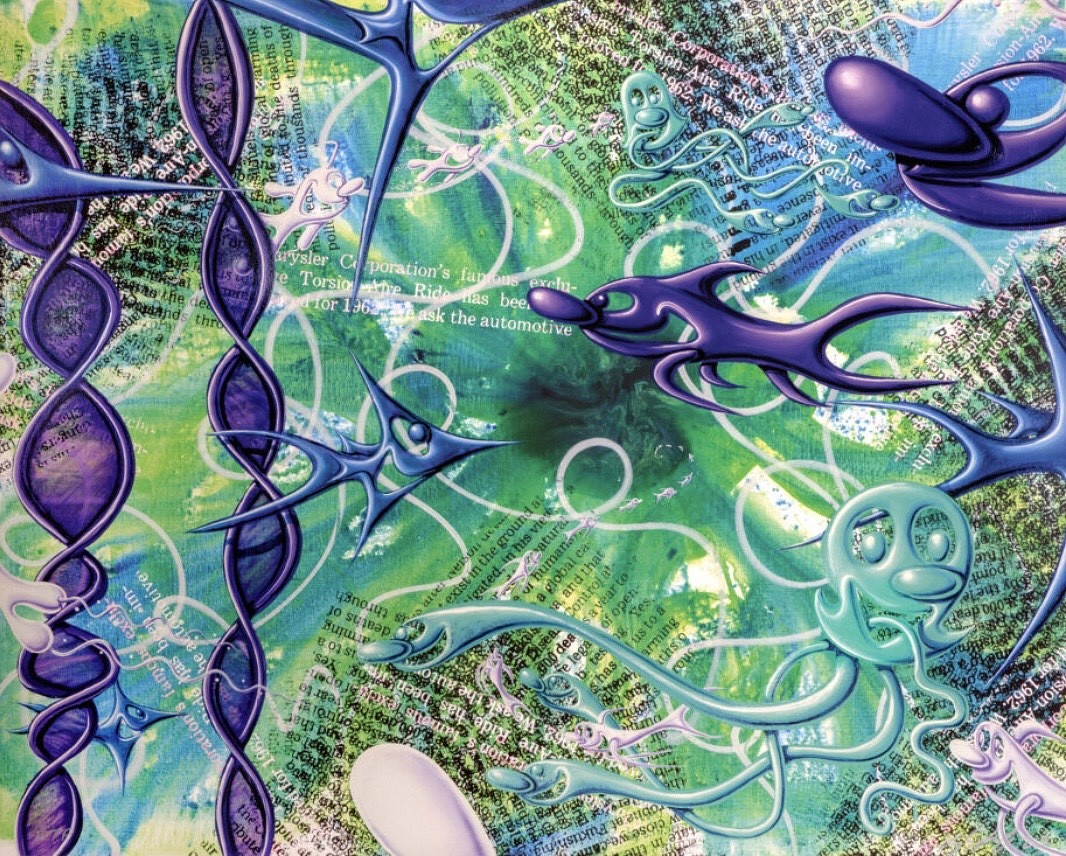 Kenny Scharf, Z Kelp Us (from Woodz 'N Thingz portfolio); edition of 40, 2023
Archival pigment ink print with silkscreened high gloss varnish and diamond dust on Innova Etching Cotton Rag 315 gsm fine art paper, 42 x 50 1/2 in.
SCHA00053