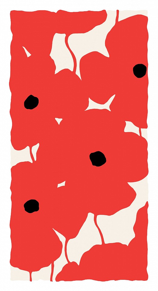 Donald Sultan, Z Vertical Poppies - Red; edition of 25, 2026
silkscreen in colors with enamel inks, flocking and sand on 4-ply museum board, 55 x 30 in.
SULT00199