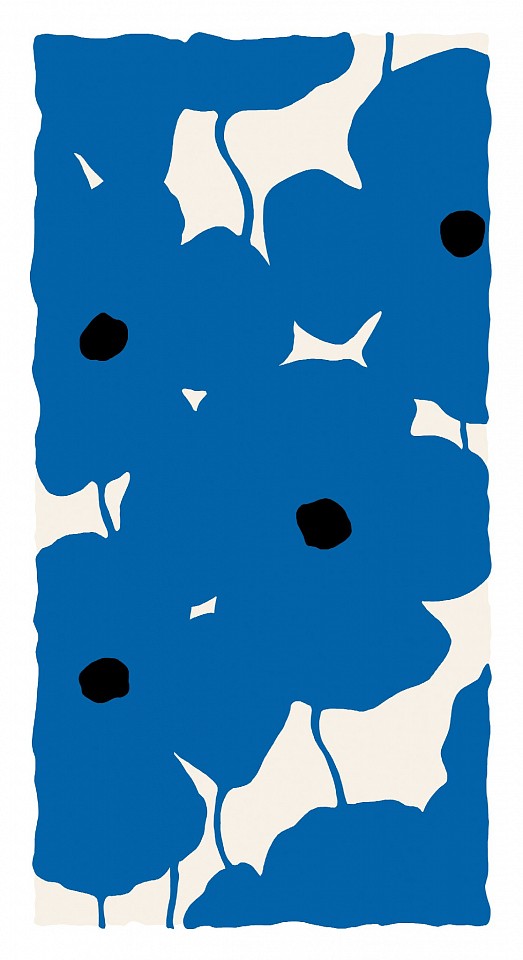 Donald Sultan, Z Vertical Poppies - Blue; edition of 25, 2026
silkscreen in colors with enamel inks, flocking and sand on 4-ply museum board, 55 x 30 in.
SULT00201