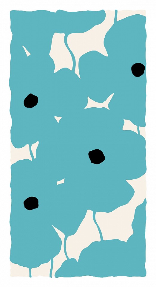 Donald Sultan, Z Vertical Poppies - Aqua; edition of 25, 2026
silkscreen in colors with enamel inks, flocking and sand on 4-ply museum board, 55 x 30 in.
SULT00202